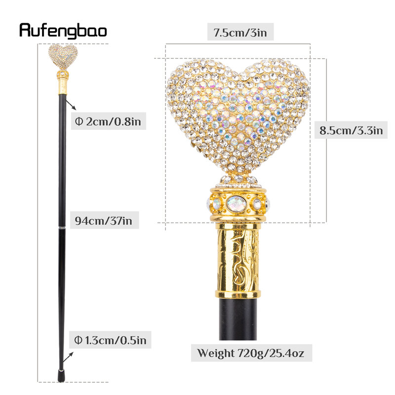 Bastón de diamante Artificial para caminar, bastón decorativo de moda, caballero elegante, Crosier de 94cm, amor blanco