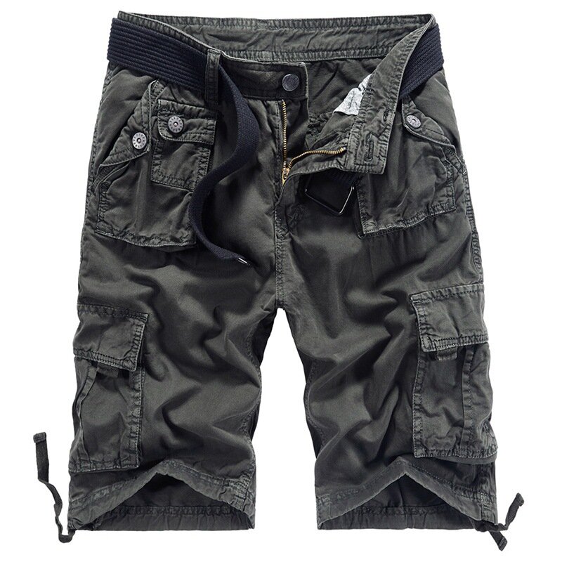 Retro Tactical Cargo Shorts Overalls Men Straight Loose Baggy Boardshorts Streetwear Cotton Pockets Military Style Clothing
