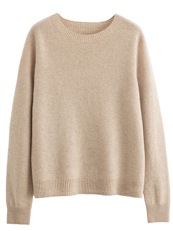 100% wełna owcza pulower z okrągłym dekoltem w jednolitym kolorze słodki, wszechstronny, miękki, ciepły sweter zimowy T3N552QD