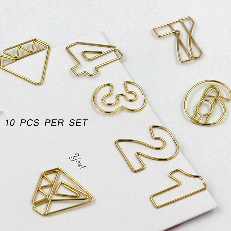 10 sztuk liczba w kształcie spinacze do papieru zestaw metalowe dzielniki śliczne zakładki papiernicze szkolne prezenty Planner klip Accesorios De Oficina