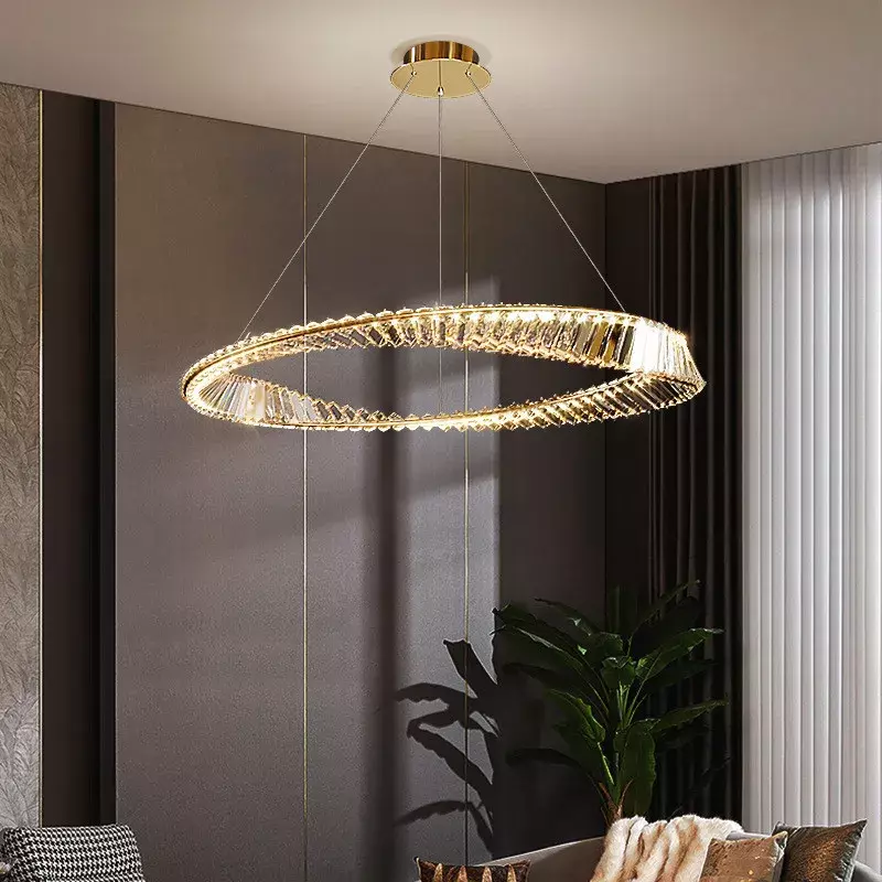 Lustre de cristal LED com anel MBushy em forma de arte, iluminação para sala, quarto, jantar, nova luz, design de luxo