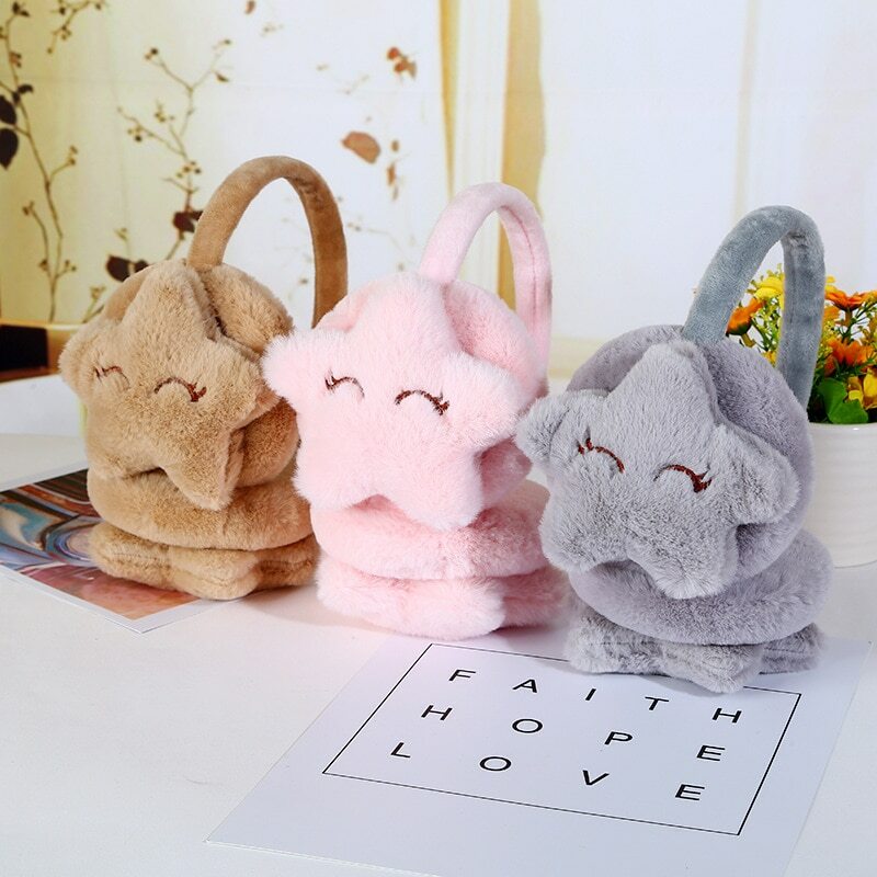 1pc Random Style Cartoon Little Rabbit Star Earmuff for Winter Warm Adjustable Children's Earmuffs Foldable and Easy Carry