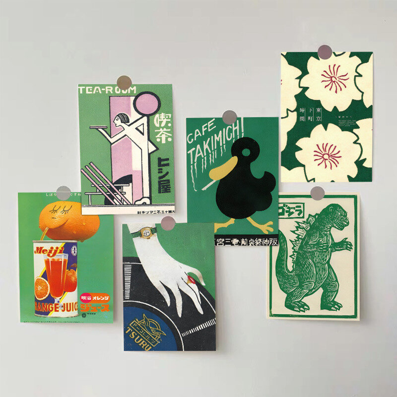 Cartes postales de dessin animé artistique abstrait japonais, Ins mignon, fond décoratif, accessoires photo, carte de message drôle Kawaii, 10 feuilles