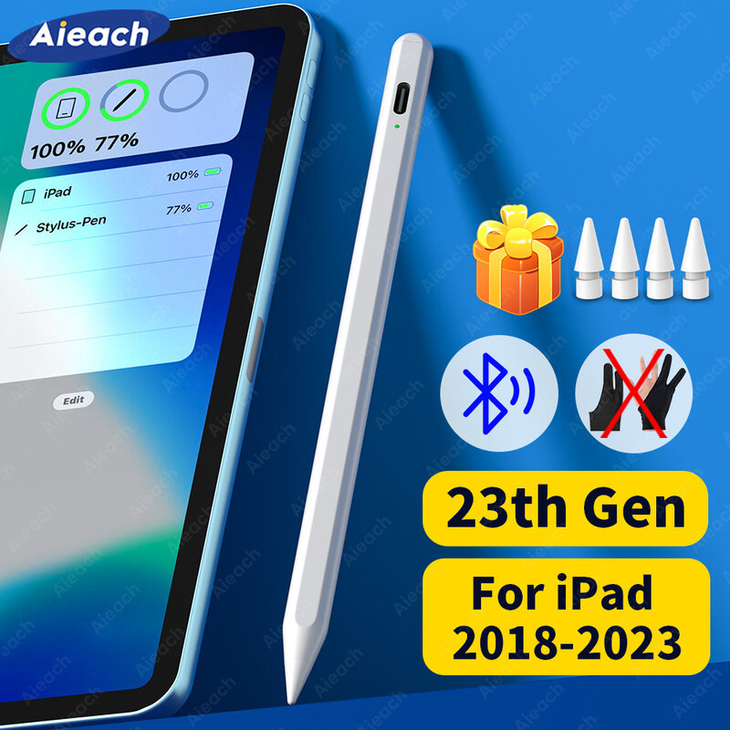 Para Apple Pencil 2 Aieach 23th Gen iPad Lápis Para Appl Pencil Para iPad 2022 2021 2020 2019 2018 Air 5 Bluetooth Stylus Pen