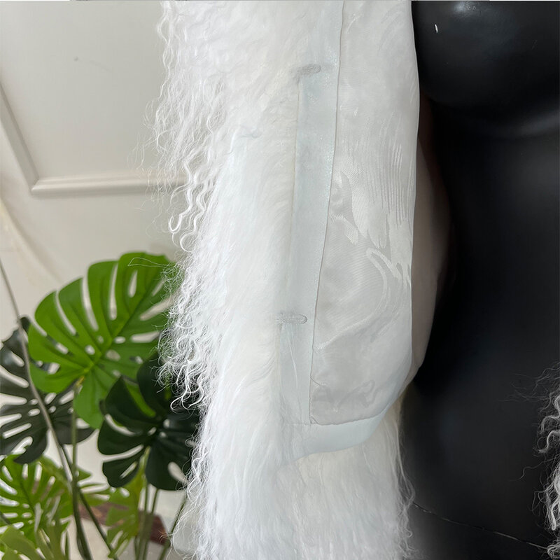 Chaqueta de piel de cordero mongol auténtica para mujer, abrigos cortos de piel de oveja, abrigo de piel Real esponjoso de lujo para invierno, 2023