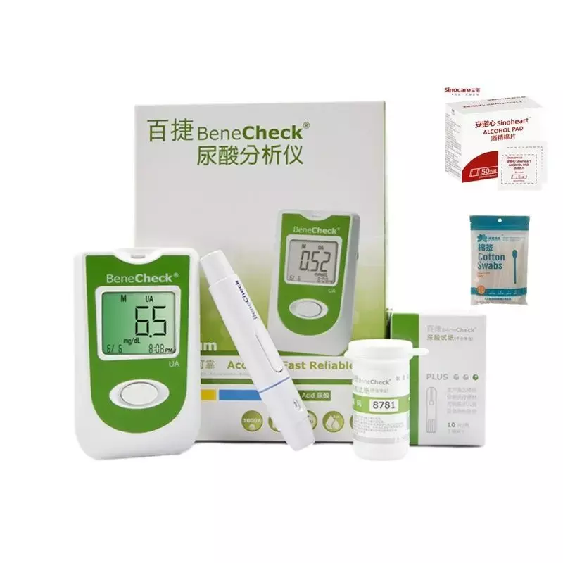 BeneCheck Uric Acid Automatic Meter 10/25Pcs Test Strips and Lancets Needles for Uric Acid Measurement of Gout Monitor Included*