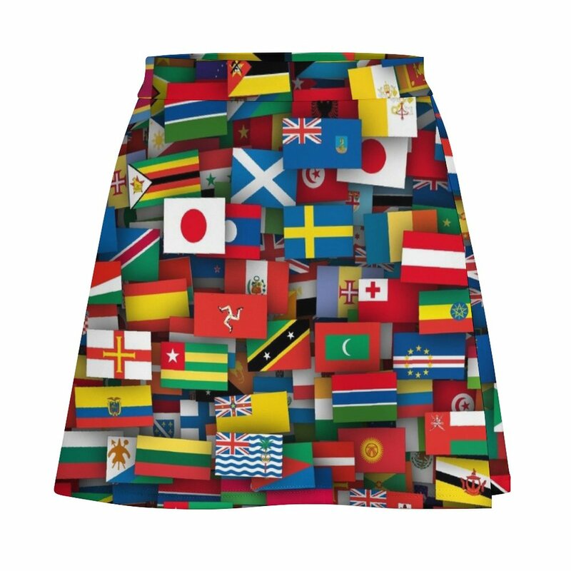 Mini-saia curta feminina com bandeiras, Todos os países do mundo, Roupa feminina, Vestido bonito de verão, 2023