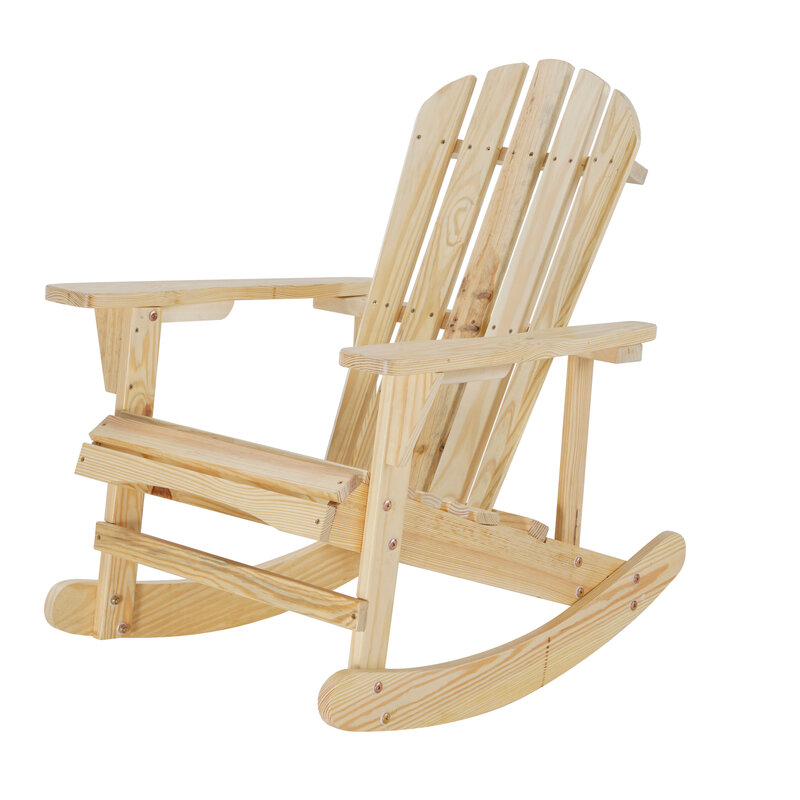Элегантное кресло-качалка Adirondack-отделка из массива дерева для уличной мебели на патио, заднем дворе или в саду-натуральный цвет
