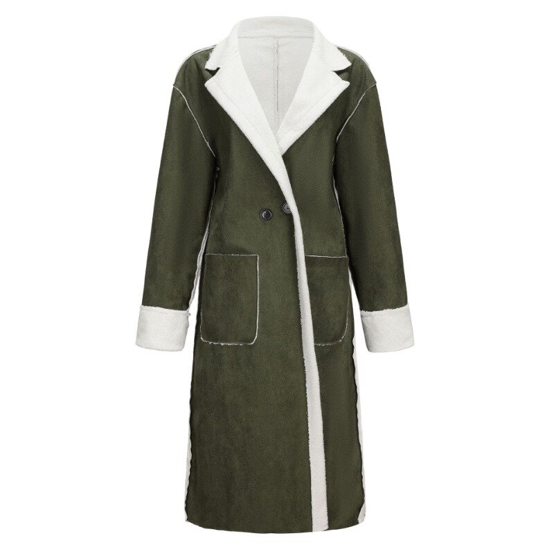 Mantel Suede santai wanita, jaket Windbreaker tebal longgar dan modis musim gugur dan musim dingin baru untuk perempuan