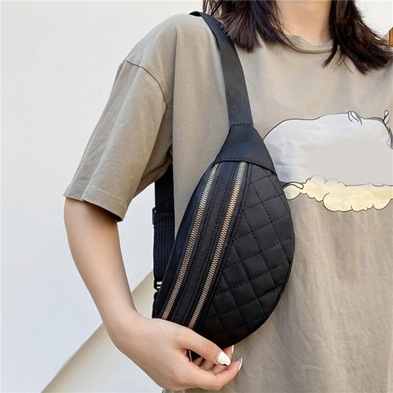 Модная женская поясная сумка, нагрудная сумочка из искусственной кожи, водонепроницаемая забавная сумка-мессенджер, многофункциональные клетчатые поясные мешки