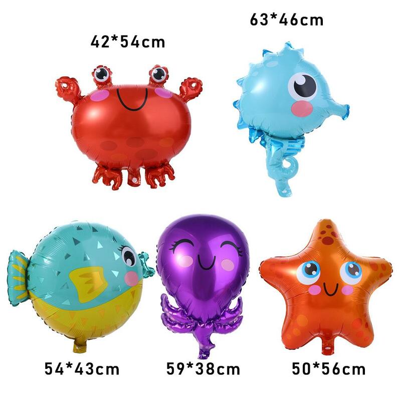 Balões de folha de tema para decoração de festa, caranguejo, estrela do mar, polvo, polvo, bebê chuveiro suprimentos, brinquedo infantil