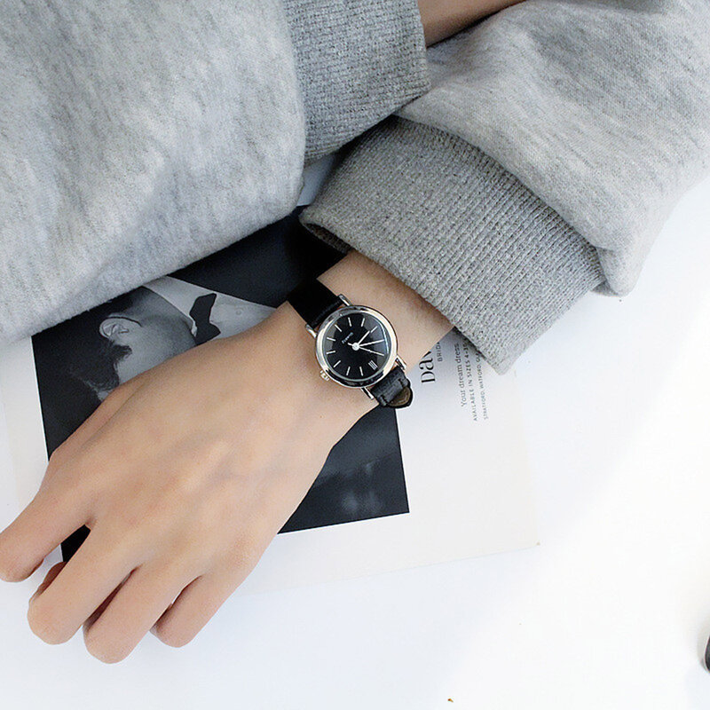 Modny kwarcowy damski zegarek łatwy do odczytania trójstronny zegarki analogowe skórzany pasek prezent na walentynki dla dziewczyny