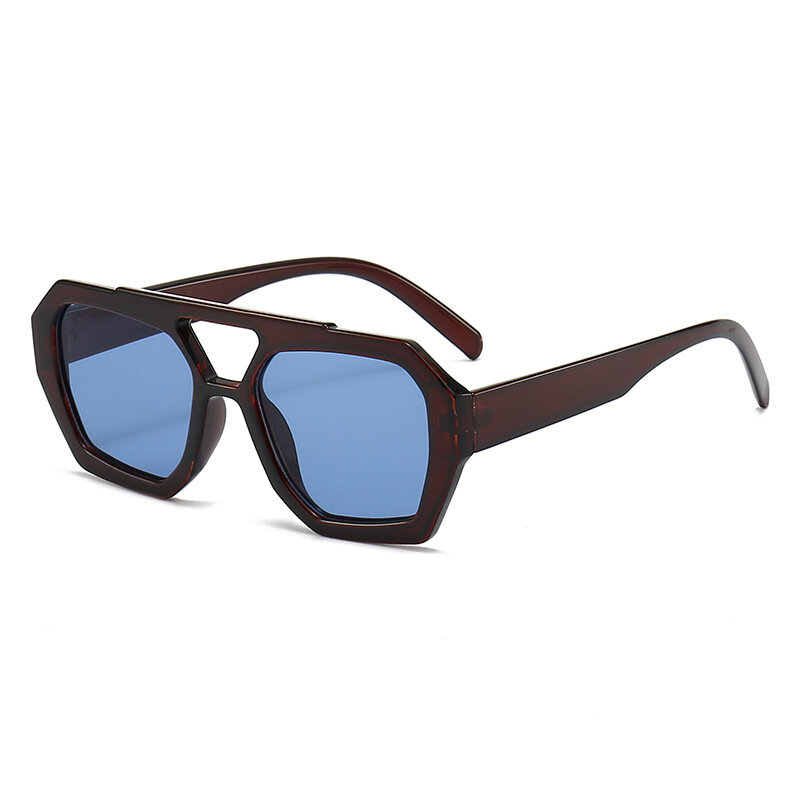 Модные Винтажные поляризационные солнцезащитные очки для мужчин и женщин, модные квадратные солнцезащитные очки для вождения с двойной перемычкой и коробкой
