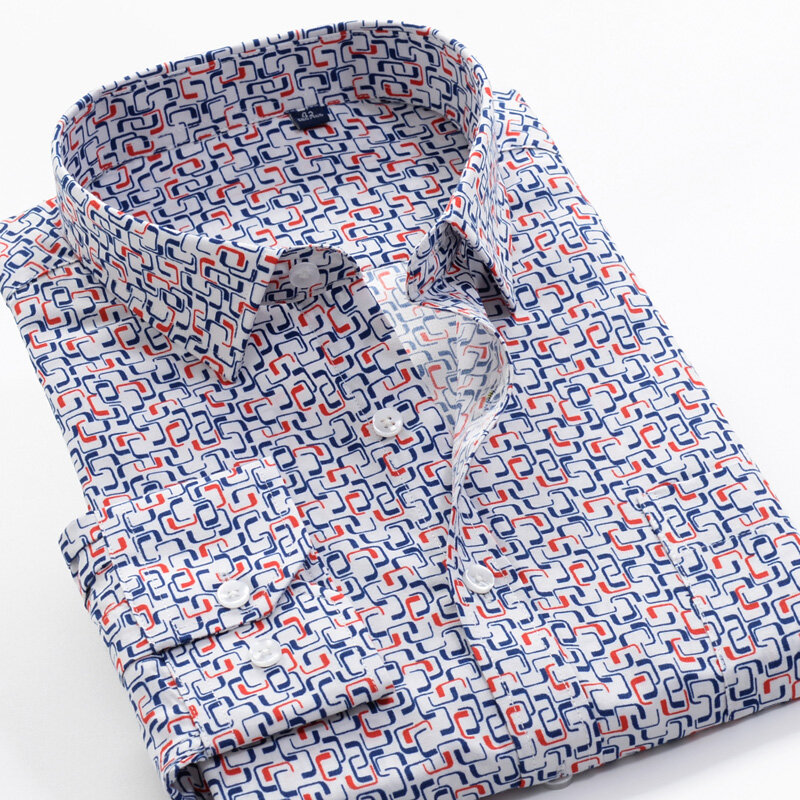SHAN BAO 브랜드 남성 꽃 프린트 셔츠, 2022 봄 신제품 트렌드 남성 캐주얼 루즈 긴팔 셔츠 5XL 6XL 7XL 8XL 9XL 10XL