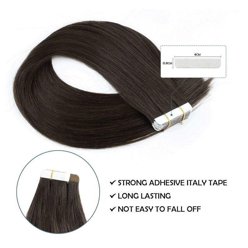 Straight Tape In Human Hair Extensions 100% Natural Real Invisible Adhesive Tape In For Women 20-60piece 1pack-3packs