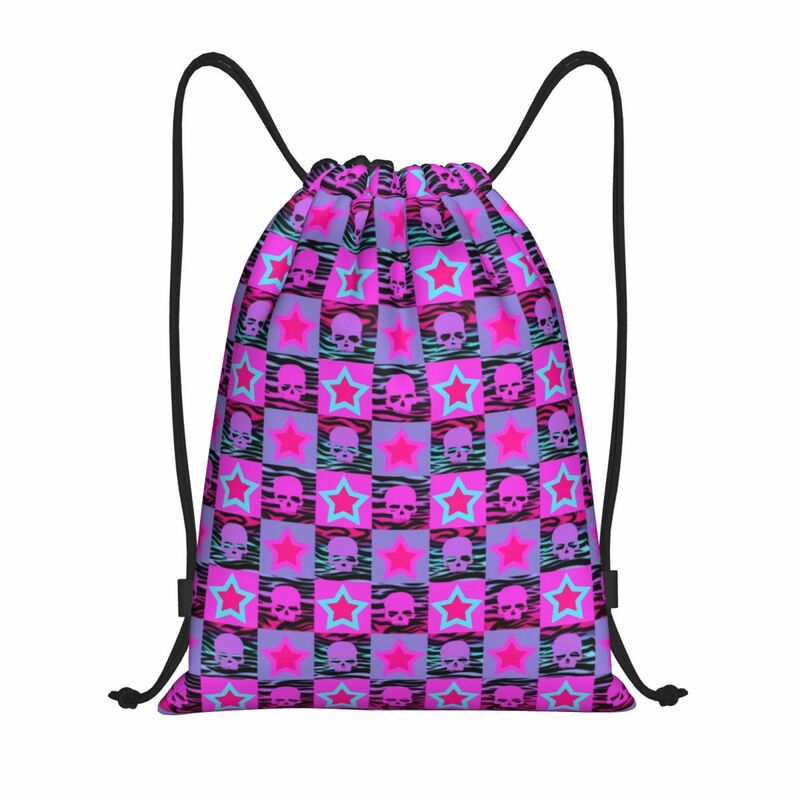 Custom Grunge Star Skull Print Drawstring Bags for Training Yoga Backpacks Men Women Sports Gym Sackpack