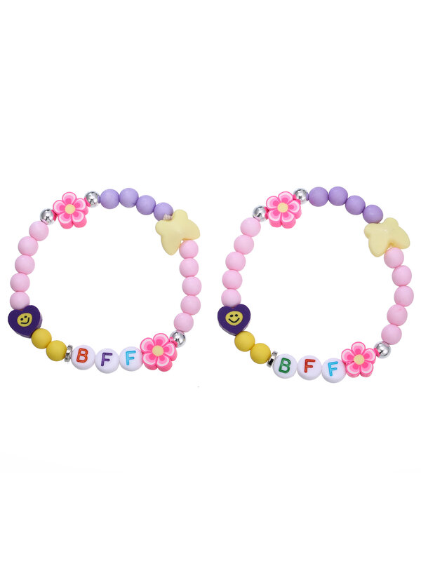BFF-pulsera con letras para niños, brazalete con letras bonitas, regalo para mejores amigos, 2 piezas