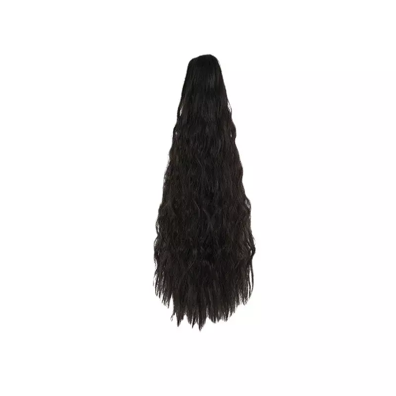 Perruque synthétique ondulée, 18 pouces, longue bande de cheveux avec pince, queue de cheval, griffe, cheveux bouclés, fausse queue de cheval, cheveux moelleux, peut être tressé
