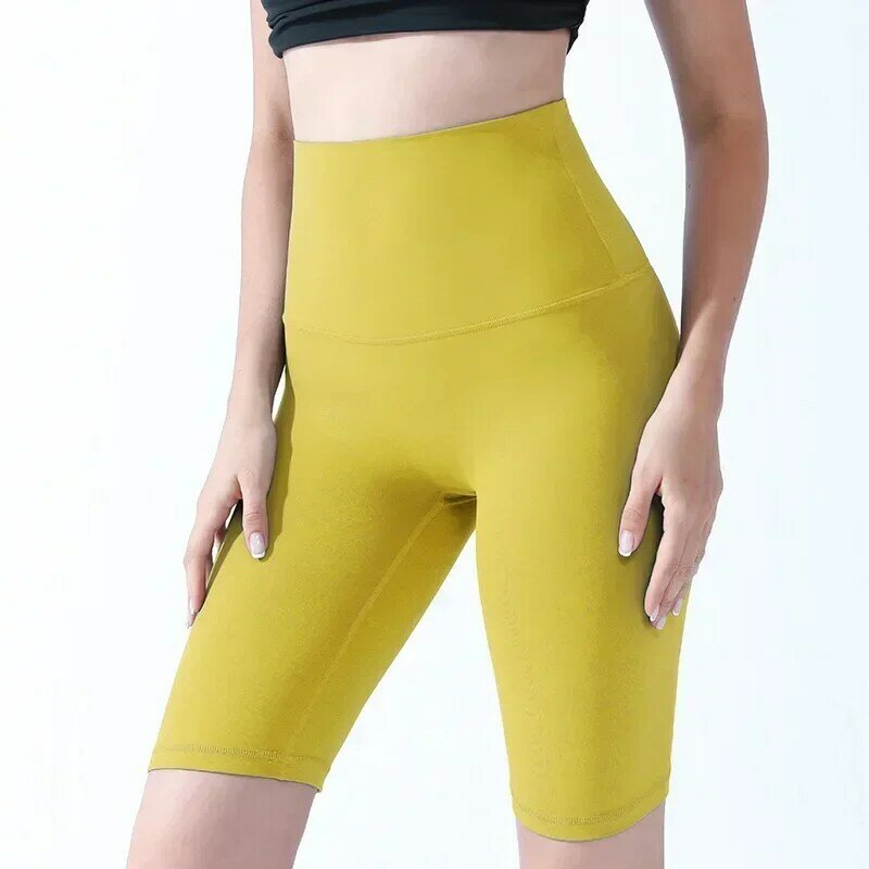 Celana Yoga warna polos, celana pendek Yoga lima titik, celana latihan Fitness elastis ketat musim panas dan semi