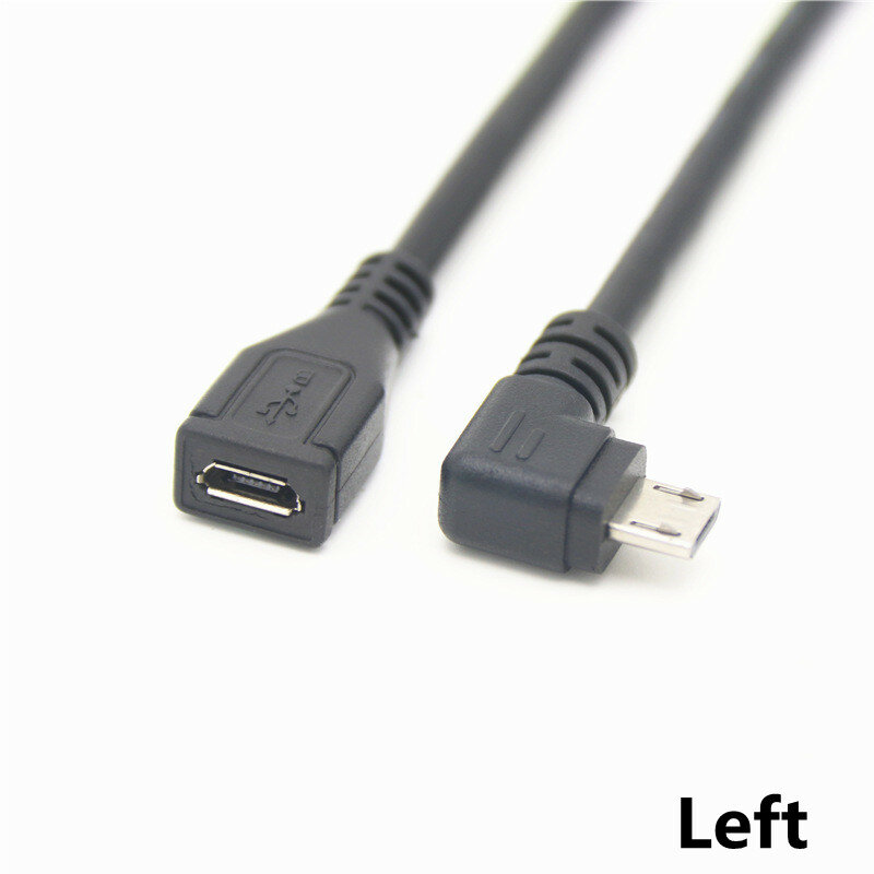 Cable de extensión Micro USB 2,0 macho a hembra, 90 grados, arriba, abajo, izquierda, derecha