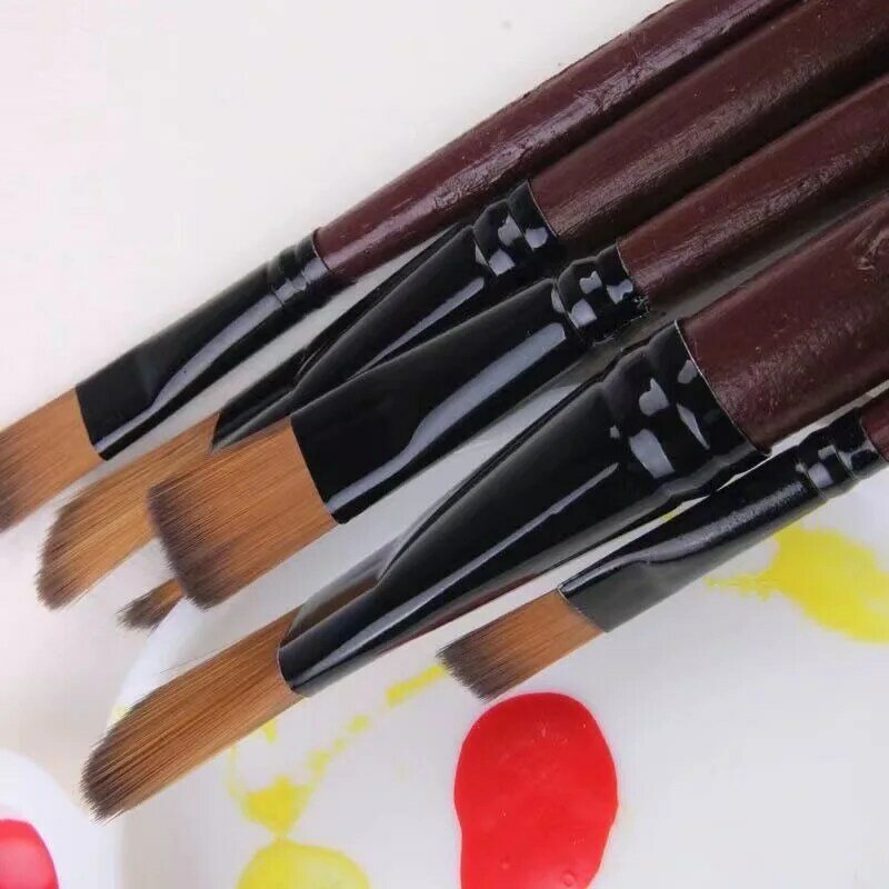 6 pcs paint brush artist nylon wood handle watercolor acrylic painting brush set for painting art supplies