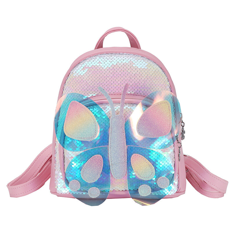 Детская сумка новая мультяшная Милая школьная сумка с лазерными блестками для детского сада креативная маленькая сумка через плечо с бабочкой детские сумки рюкзаки