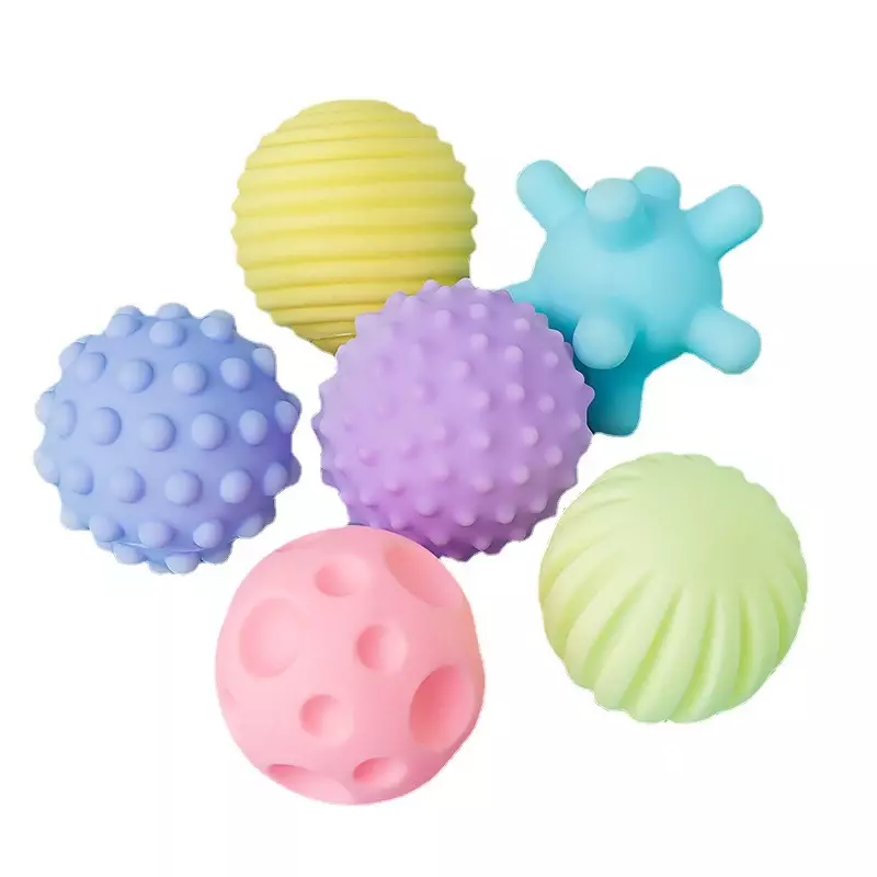 Bolas sensoriales para bebés de 1-6 piezas, pelota de entrenamiento de masaje suave, sonajero infantil para el desarrollo del baño de agua