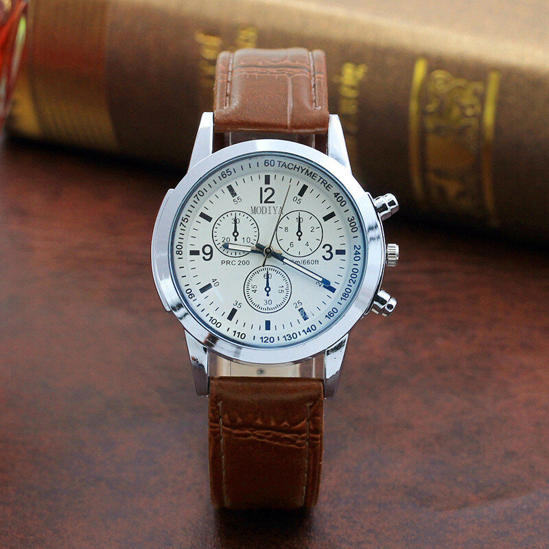 Jam Tangan Digital สายหนังสำหรับผู้ชายและผู้หญิง2023หรูหราหกเข็มนาฬิกาผู้ชายสายหนังสีฟ้านาฬิกาธุรกิจลำลอง relogio feminino