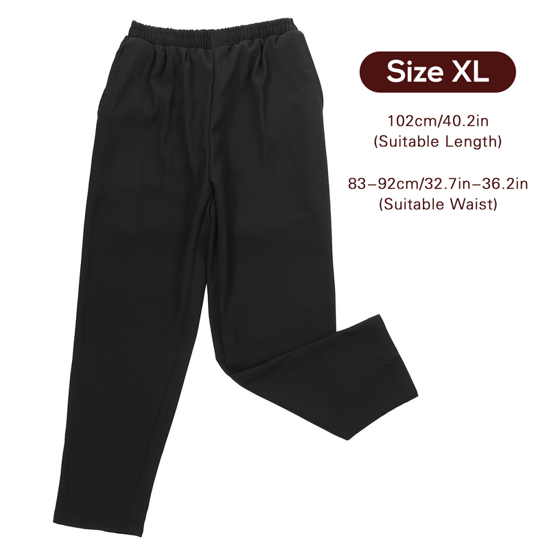 Um par de roupas de trabalho do chef, calças duráveis, material respirável, calças pretas, tamanho S