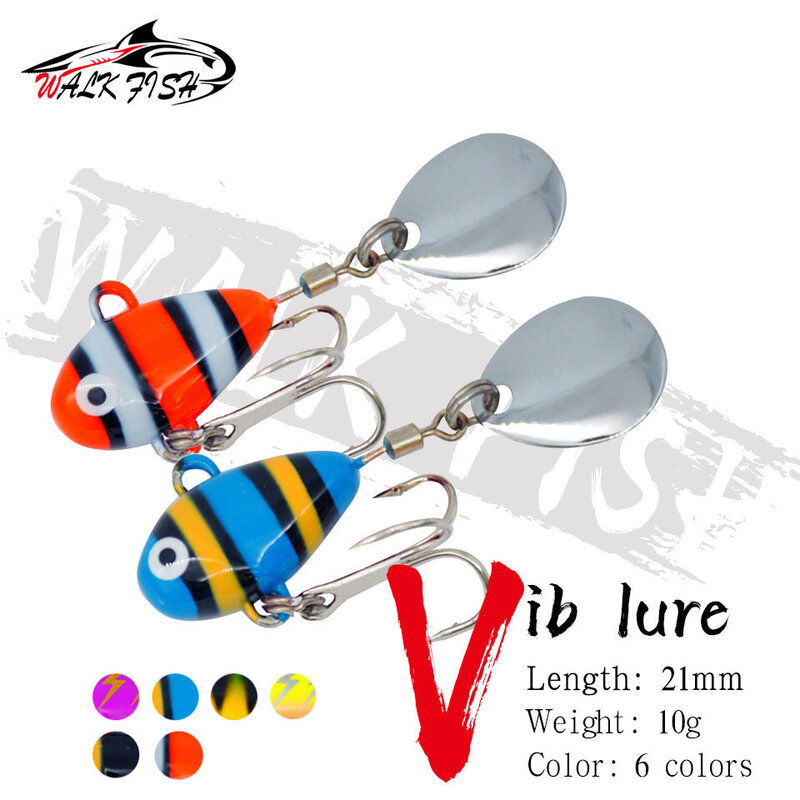 WALK FISH-Mini señuelo de pesca de Metal VIB con cuchara, 10g, 2,1 cm, aparejos de pesca, Pin Crankbait, vibración, Spinner, hundimiento, 1 ud.