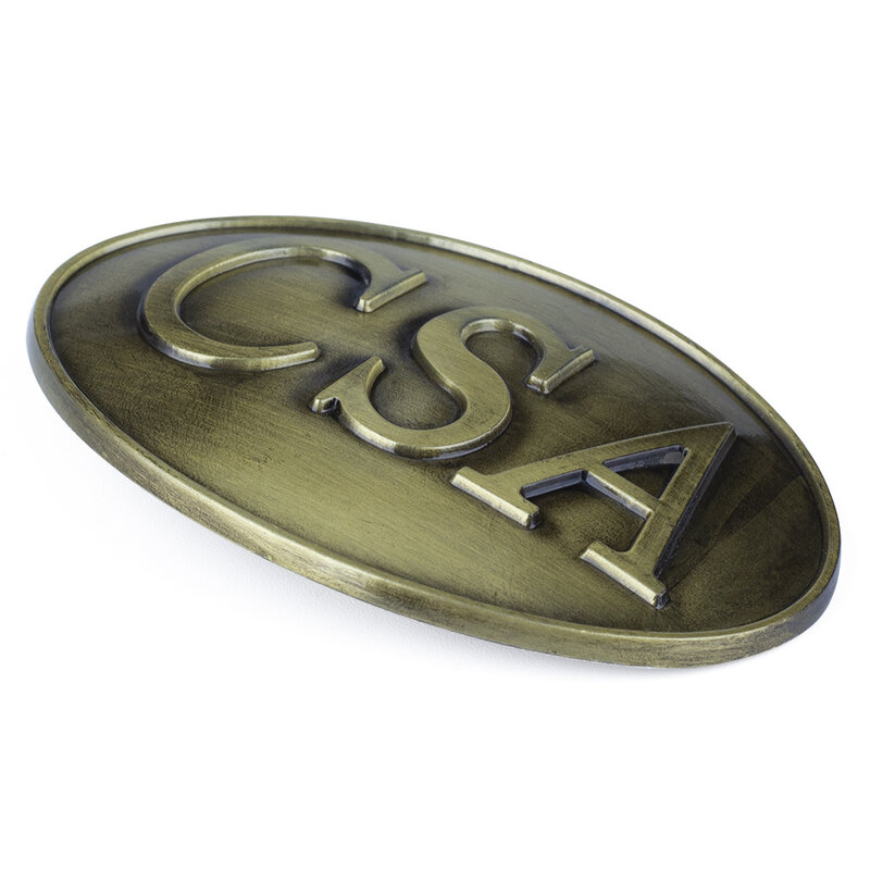 Hebilla de cinturón CSA con letras de bronce, accesorios casuales para Jeans