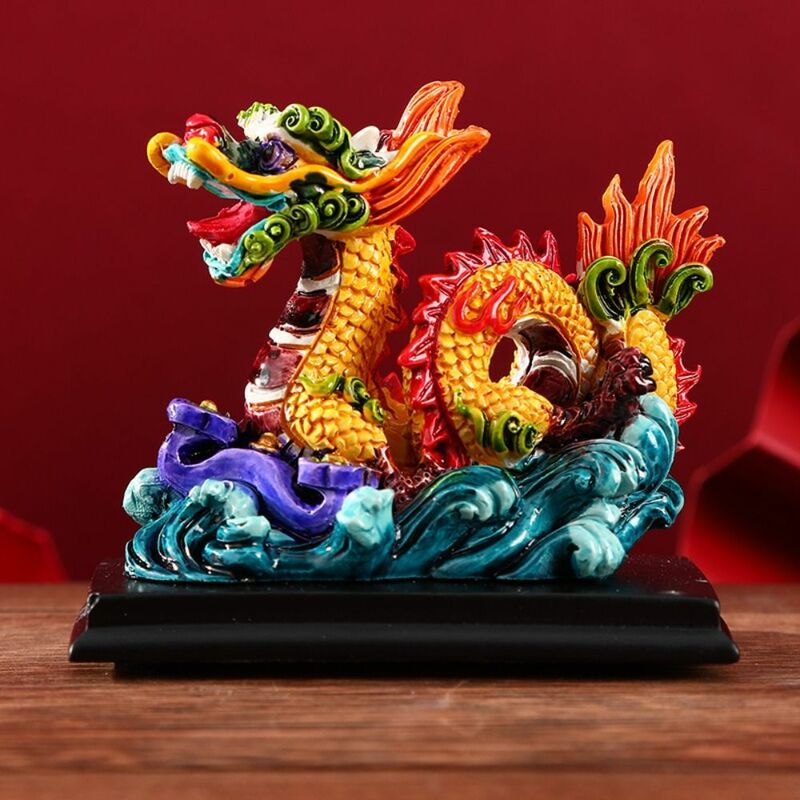 Chinese Stijl Dragon Craft Decor Huishouden Desktop Decoratief Ornament Hars Sculptuur Standbeeld Reisgeschenk