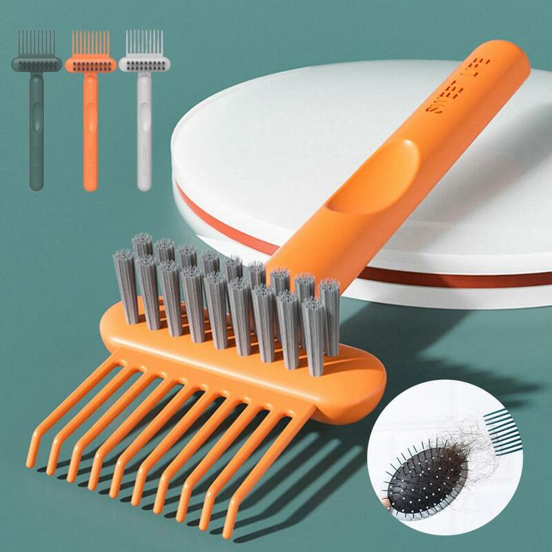 Cepillo de limpieza de Peine de 17cm, 2 en 1, cepillo hueco, cerdas densas, cojín de aire, limpiador de peine, herramienta embadurada para peluquería