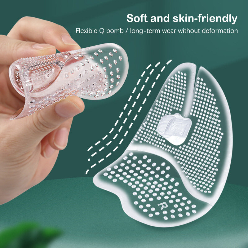 1Pair Transparent Anti-slip Flip Flops Sandals Cushions Pad Toe Protectors Forefoot Inserts Shoe Pads Insoles