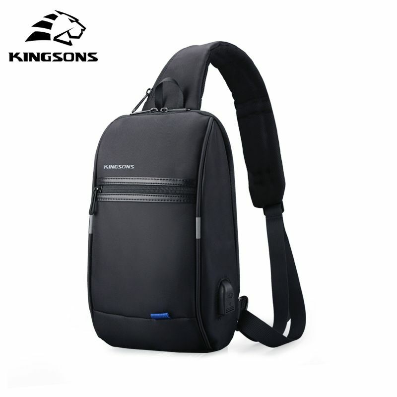 Kingsons 13.3 인치 노트북 가방, 싱글 숄더 슬링백, 남성용 체스트백, 방수 소형 크로스바디 백