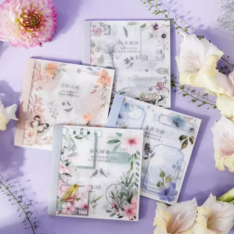 20 arkuszy podwójne naklejki artystyczne świeży kwiat DIY dekoracyjne podręcznik do scrapbookingu materiały piśmiennicze 114*136mm