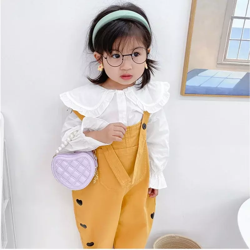 Kids Leather Purses and Handbags Mini Crossbody Bags for Girls Heart Messenger Bag Toddler Pearl Tote Hand Bags