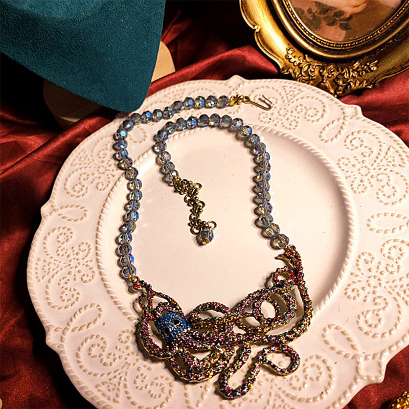 Vintage Temperament Kristall farbige Strass Pullover Kette Halsketten für Frauen Mädchen Party Geschenk Schmuck Großhandel