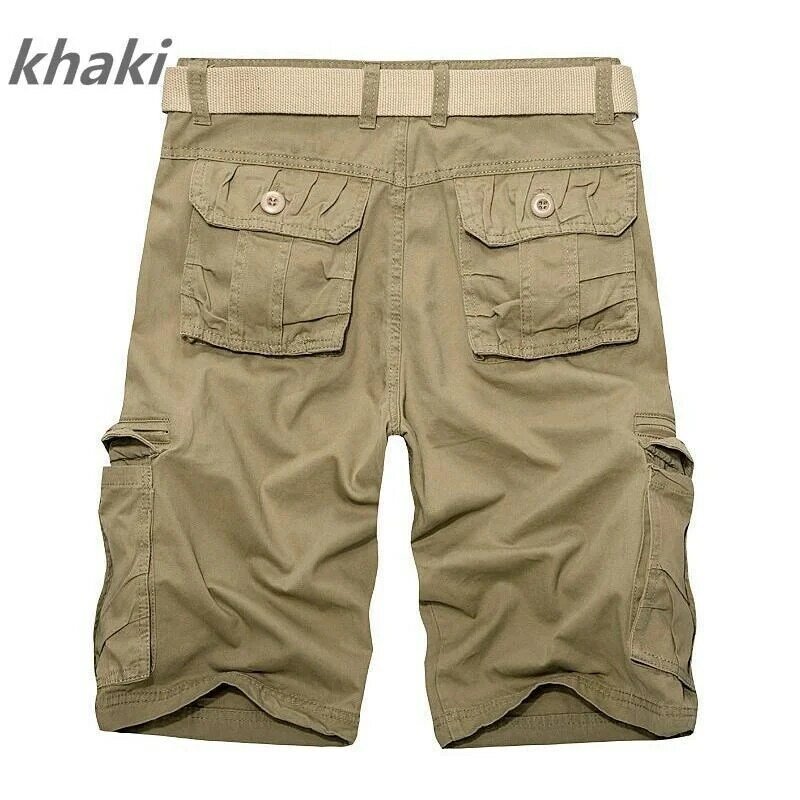 Summer Men's Fashion Overalls Cotton Casual Loose Multipocket Shorts Cargo Shorts Large Size