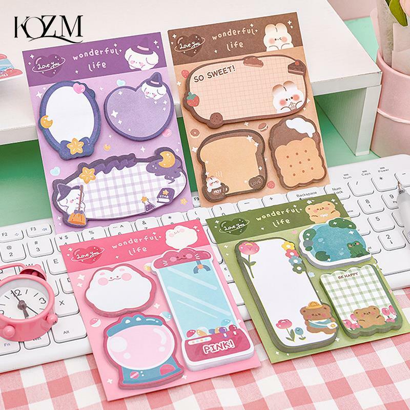 Kawaii Cartoon Strawberry Rabbit Bear Sticky Notes Memo Pad messaggio carino N Times Sticky Office Stationery Supply Journal Planner