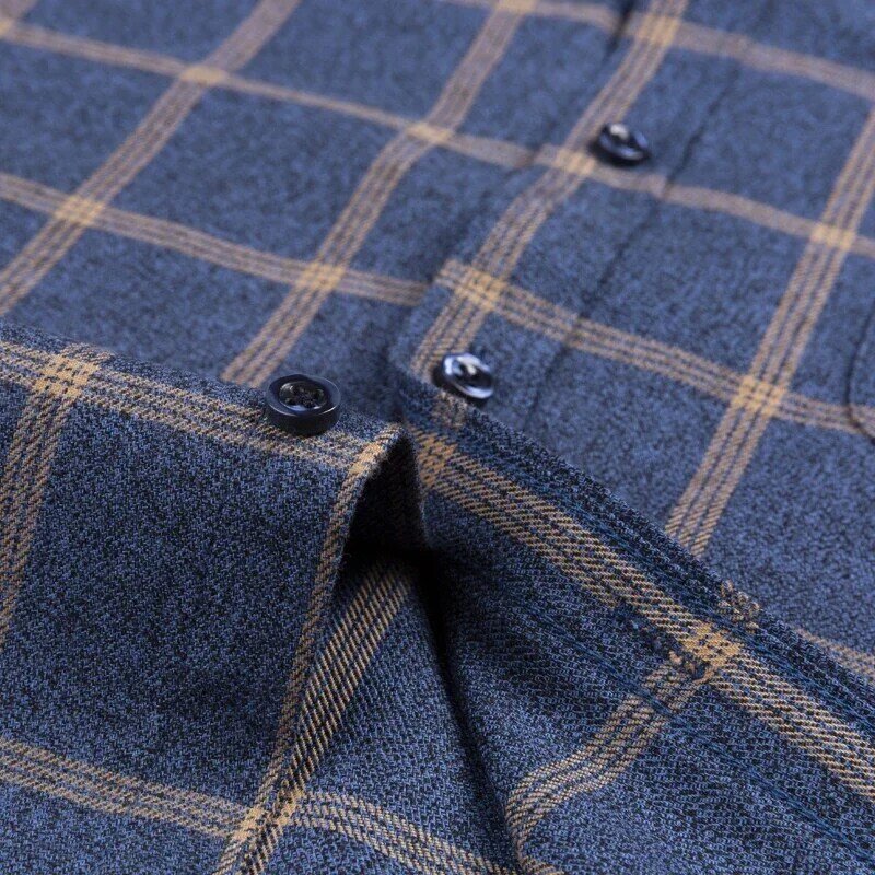 Camisa xadrez masculina de algodão puro manga longa regular ajuste masculino casual camisa de grandes dimensões lazer outono blusa masculina novo plus size