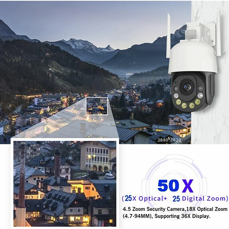 Saikiot-cámara inteligente PTZ con WIFI, sistema de vigilancia de seguridad CCTV impermeable, MP 5, Zoom 50X, 4G, Sim, PTZ