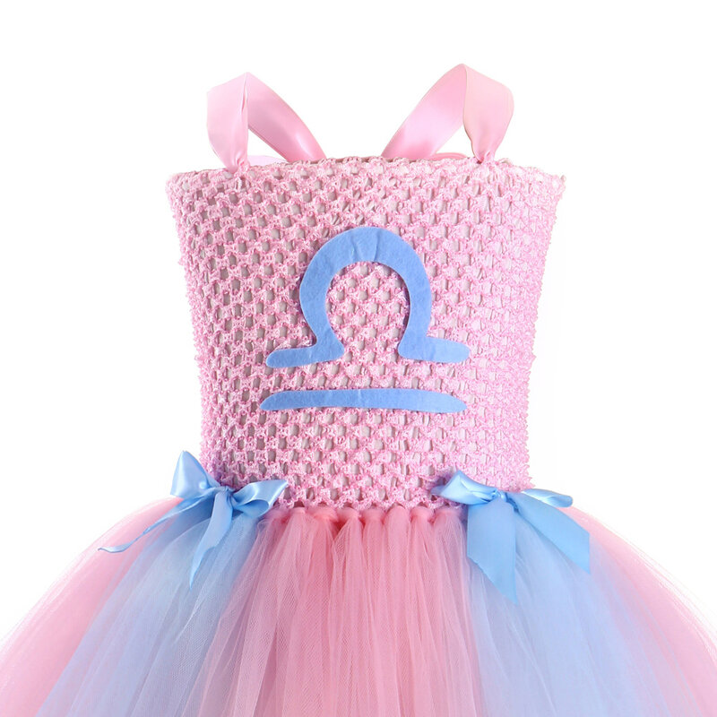 Baby Pink Libra Girl Tutu Dress for Kids segni zodiacali costumi da principessa per abiti da festa di compleanno abiti di Halloween abito da ballo