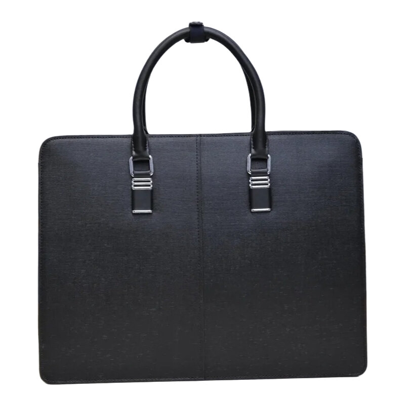 Herren schwarzes Leder große Kapazität 15-Zoll-Laptoptasche Single Shoulder Diagonal Cross tragbare Aktentasche