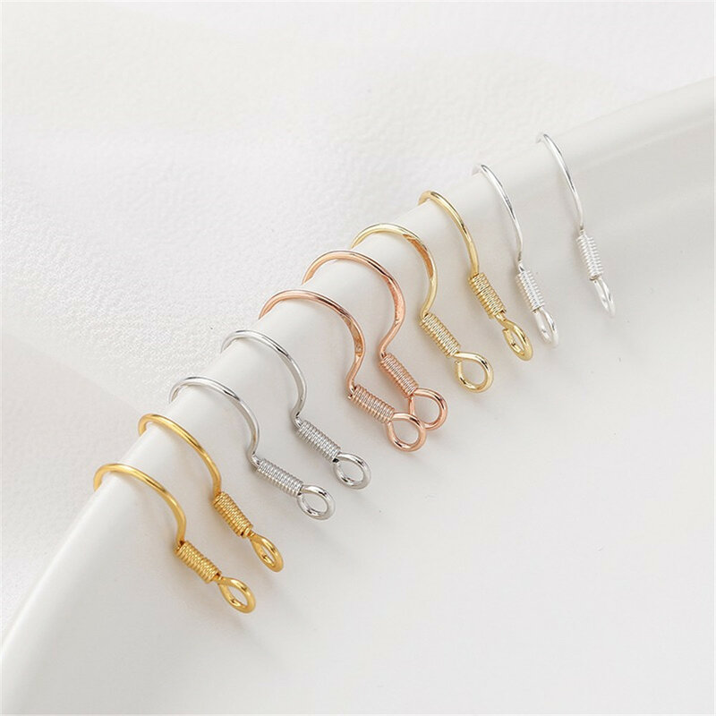 14K Gold Engraved 925 Spring Ear Hook Handmade DIY Making Earrings Jewelry Materials Accessories E032