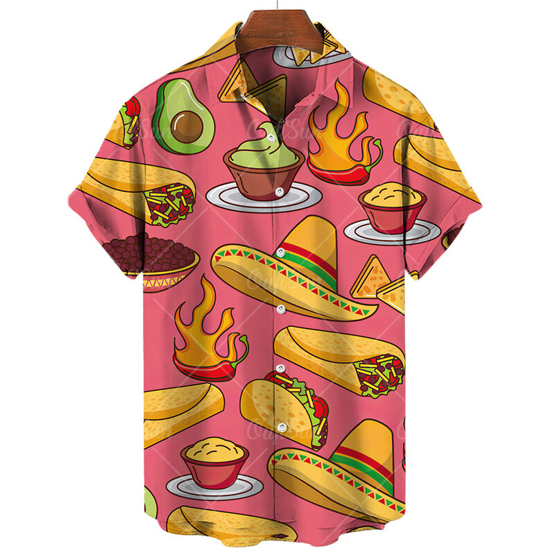 Koszulki na instrumenty muzyczne dla mężczyzn z krótkim rękawem letnie bluzki z krótkim rękawem oversize hiphopowy sweter hawajskie koszule męska