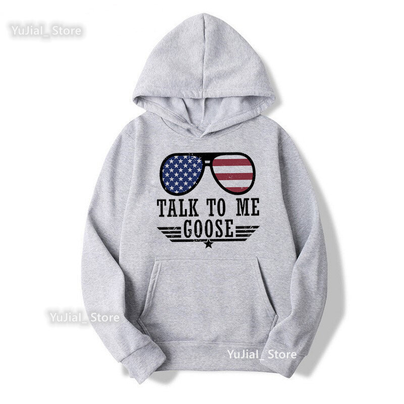 Amerikanische Flagge Kappe Hoodies Femme Sprechen Zu Mir Gans Grafik Druck Sweatshirt Frauen Mode Lange Ärmeln Samt Verdickung Tops