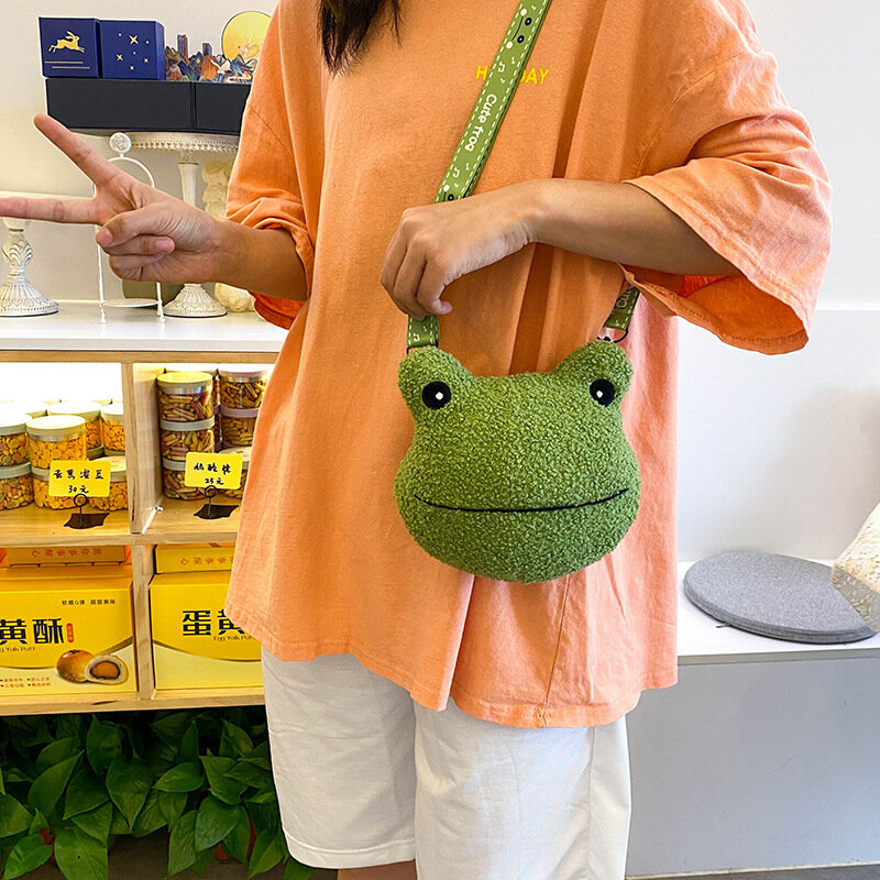 Ugly Funny Frog Plush Backpack Small Girls Bag Women Cartoon Frog Messenger Bag Plush Doll Student Cute Girl Shoulder Bag рюкзак
