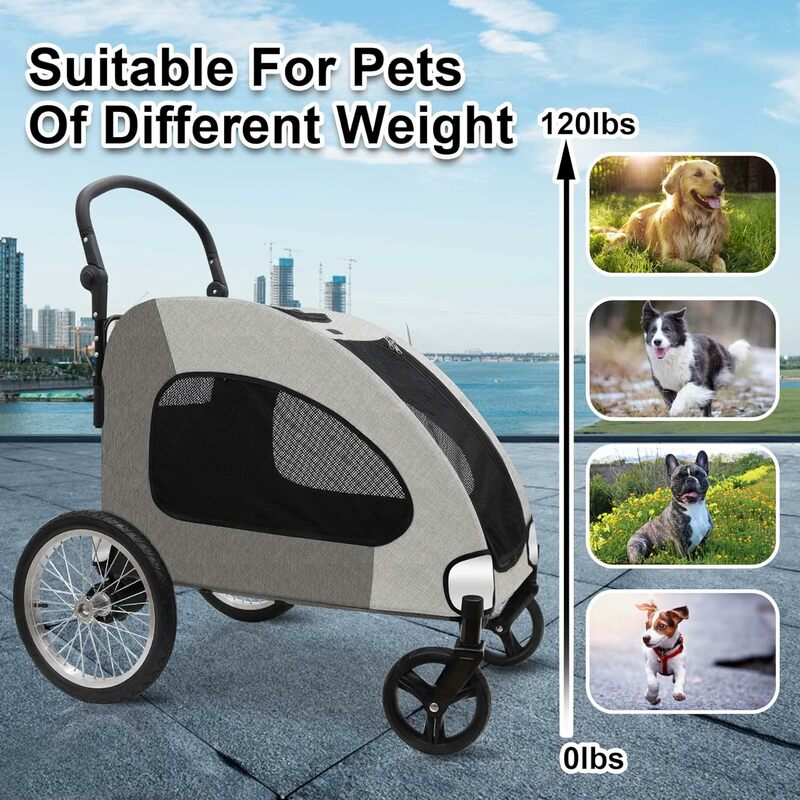 Punho ajustável e respirável malha Skylight Stroller, adequado para cães grandes, Dog Wagon, 4 rodas