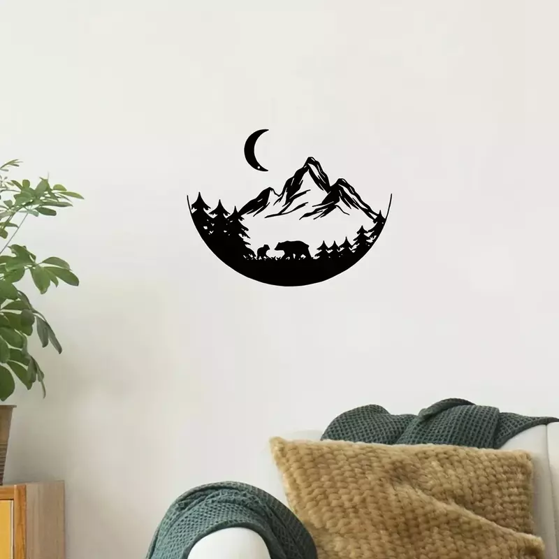 Hello Young Mountain-Decoración de arte de pared para el hogar, decoración de sala de estar, colgante de pared de Metal, color negro, clásico